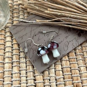 mushroom fairy garden gnome handmade earrings